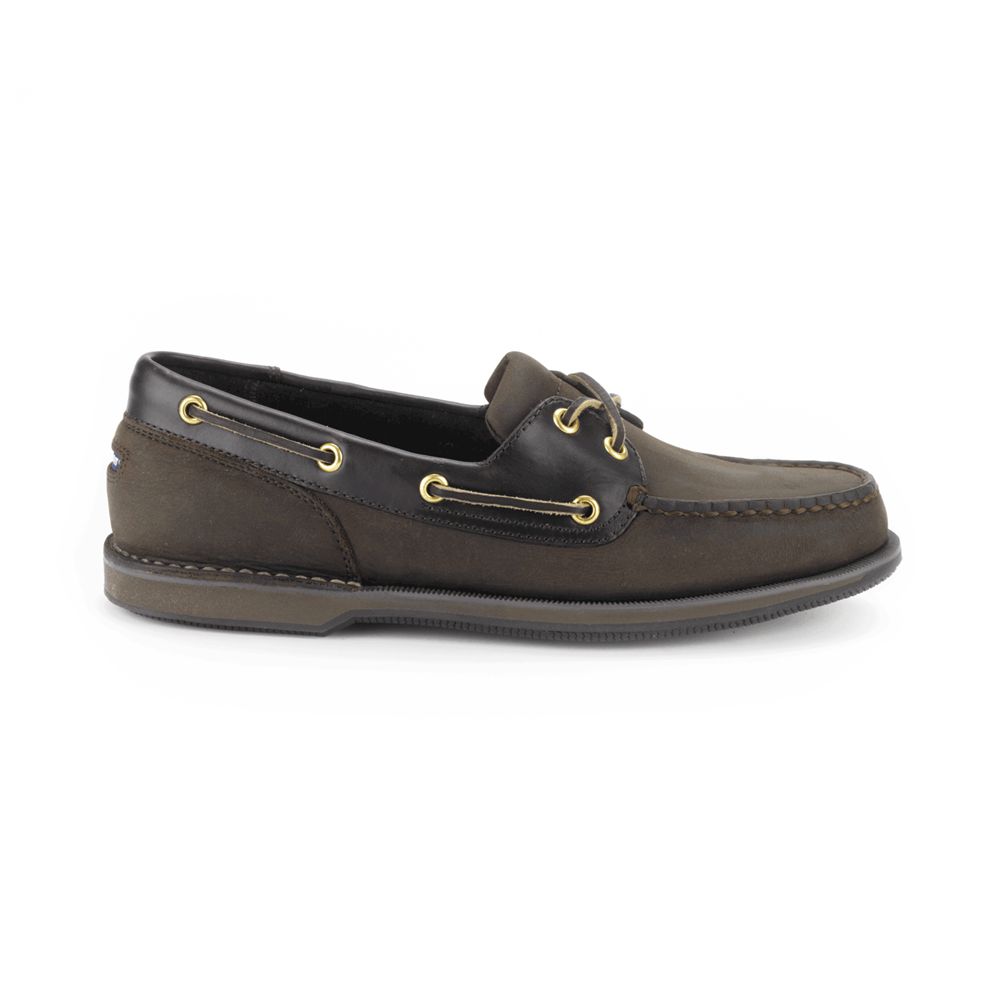 Rockport Men's Perth Boat Shoes - Chocolate - USA (4813OILVM)